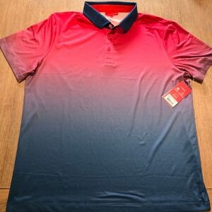 REDVANLY Mens XL‎ POLO SHIRT DEVON RIO BLUE RED OMBRE FADE GOLF STRETCH Pickelba